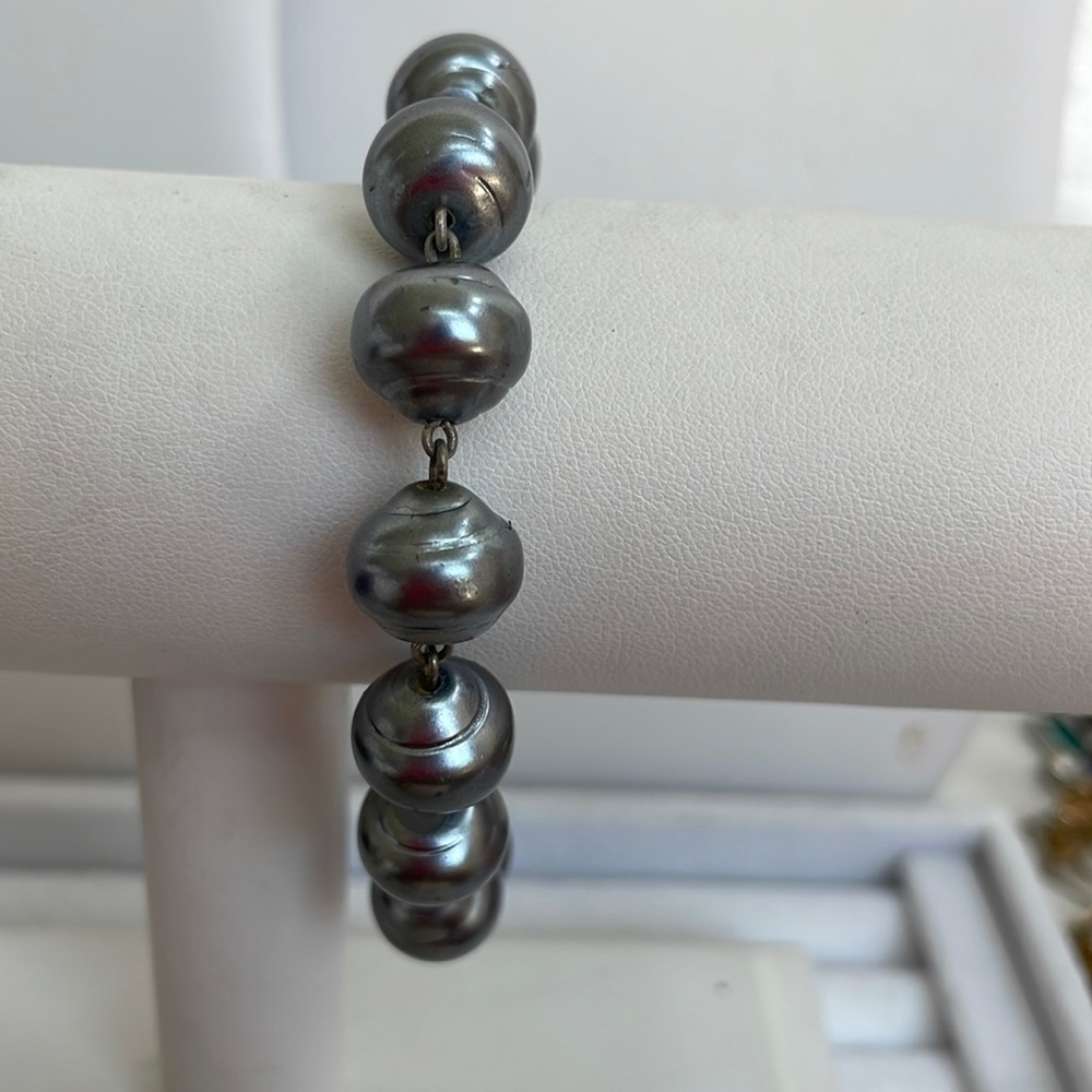 Anne Klein Faux Grey Potato Pearl Bracelet